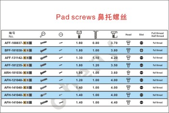 Nosepad ScrewsModel:Size: