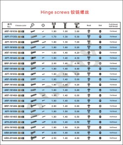 Hinge ScrewsModel:Size: